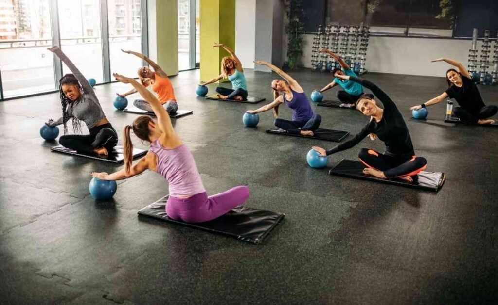 pilates class with students